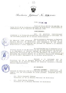 Resolución Jefatural N° 014-1998/AGN/J