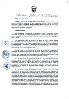 Resolución Jefatural N° 075-2015-AGN/J