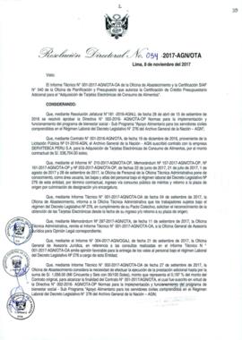 Resolución Directoral N° 054-2017-AGN/OTA