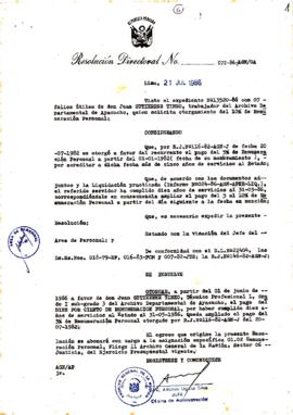 Resolución Directoral N° 72-86-AGN/OA