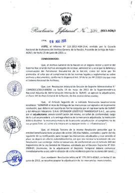 Resolución Jefatural N° 330-2013-AGN/J
