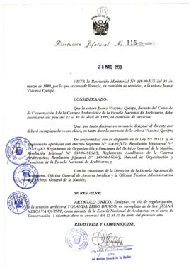 Resolución Jefatural N° 115-1999/AGN/J