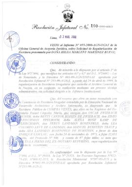 Resolución Jefatural N° 100-2000/AGN/J