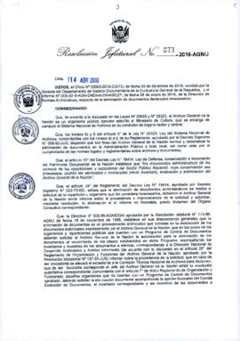 Resolución Jefatural N° 073-2016-AGN/J