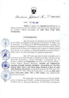 Resolución Jefatural N° 317-2007-AGN/J