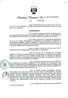 Resolución Directoral N° 022-2013-AGN/OTA