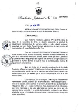 Resolución Jefatural N° 580-2010-AGN/J