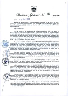 Resolución Jefatural N° 047-2020-AGN/J