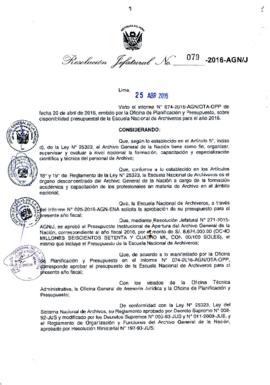 Resolución Jefatural N° 079-2016-AGN/J