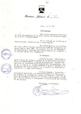 Resolución Jefatural N° 065-1988/AGN/J