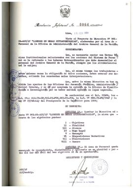 Resolución Jefatural N° 064-1984/AGN/J