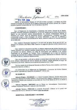 Resolución Jefatural N° 016-2018-AGN/J