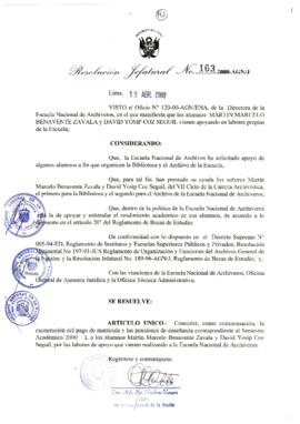 Resolución Jefatural N° 163-2000/AGN/J