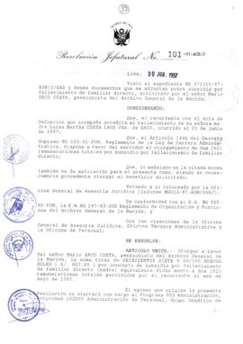 Resolución Jefatural N° 101-1997/AGN/J