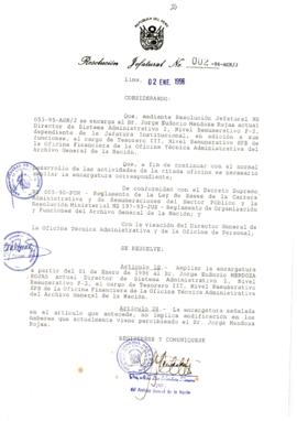 Resolución Jefatural N° 002-1996/AGN/J