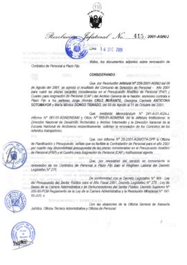 Resolución Jefatural N° 415-2001/AGN/J