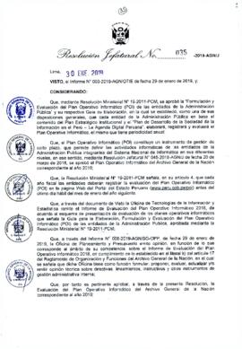 Resolución Jefatural N° 035-2019-AGN/J