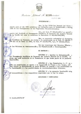 Resolución Jefatural N° 206-1984/AGN/J