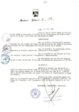 Resolución Jefatural N° 073-1991/AGN/J