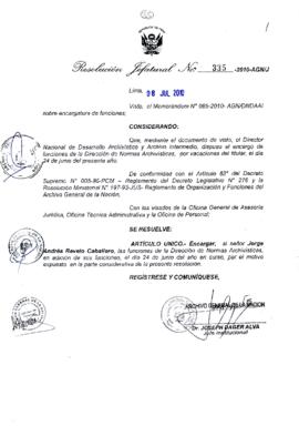 Resolución Jefatural N° 335-2010-AGN/J