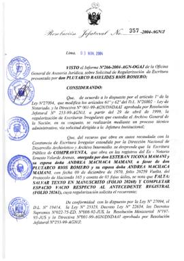 Resolución Jefatural N° 357-2004-AGN/J