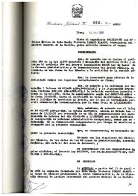 Resolución Jefatural N° 064-1986/AGN/J