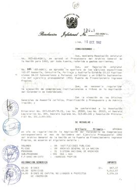 Resolución Jefatural N° 196-1-1992/AGN/J