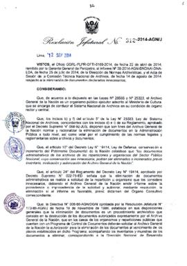 Resolución Jefatural N° 312-2014-AGN/J