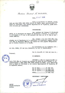 Resolución Directoral N° 66-84-AGN/OA