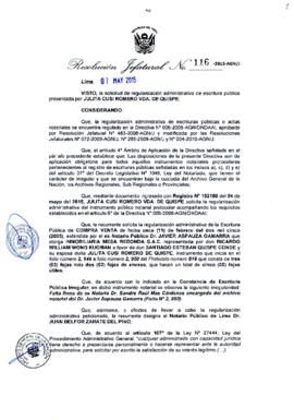 Resolución Jefatural N° 116-2015-AGN/J