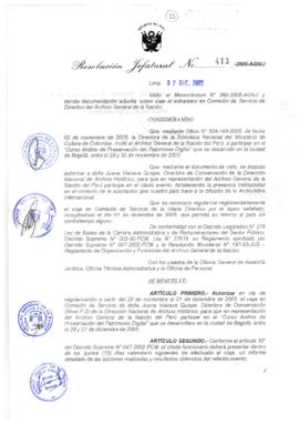 Resolución Jefatural N° 413-2005-AGN/J