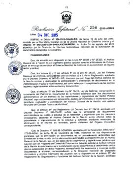 Resolución Jefatural N° 258-2015-AGN/J