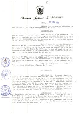 Resolución Jefatural N° 065-1995/AGN/J