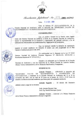 Resolución Jefatural N° 370-2001/AGN/J
