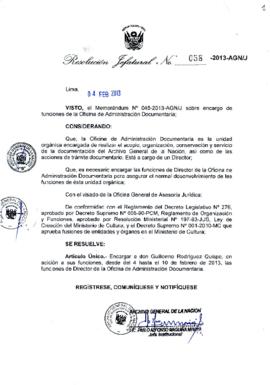 Resolución Jefatural N° 058-2013-AGN/J