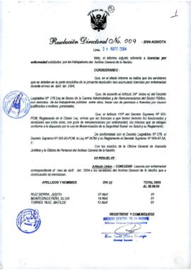Resolución Directoral N° 009-2004-AGN/OTA