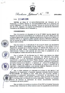 Resolución Jefatural N° 093-2019-AGN/J