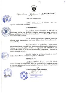 Resolución Jefatural N° 078-2003-AGN/J