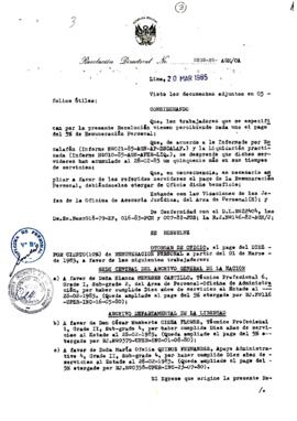 Resolución Directoral N° 30-85-AGN/OA