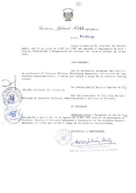 Resolución Jefatural N° 065-1987/AGN/J