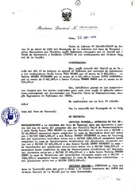 Resolución Directoral N° 39-85-AGN/OA