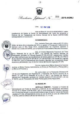 Resolución Jefatural N° 088-2016-AGN/J