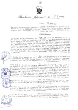 Resolución Jefatural N° 073-1997/AGN/J