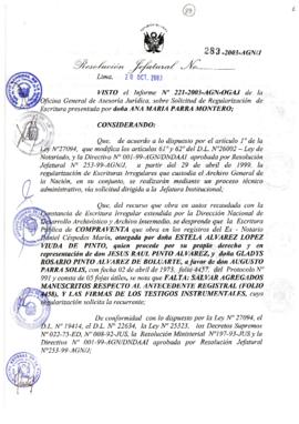 Resolución Jefatural N° 283-2003-AGN/J