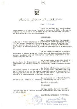 Resolución Jefatural N° 104-1987/AGN/J