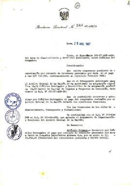 Resolución Directoral N° 44-87-AGN-OA