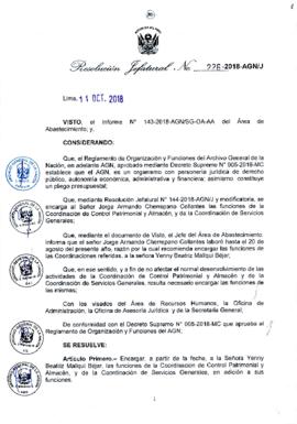Resolución Jefatural N° 226-2018-AGN/J