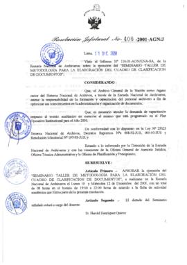 Resolución Jefatural N° 406-2001/AGN/J