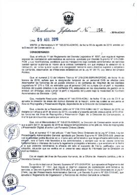 Resolución Jefatural N° 154-2019-AGN/J