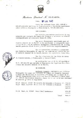 Resolución Directoral N° 31-87-AGN-OA